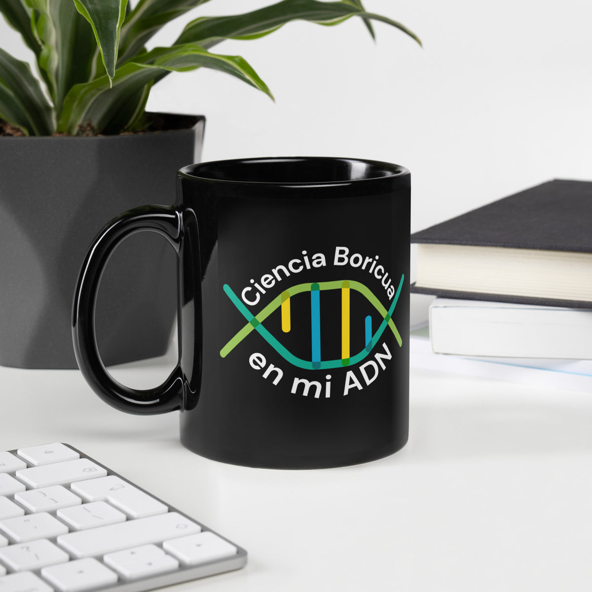 Ciencia Boricua Black Mug - DNA